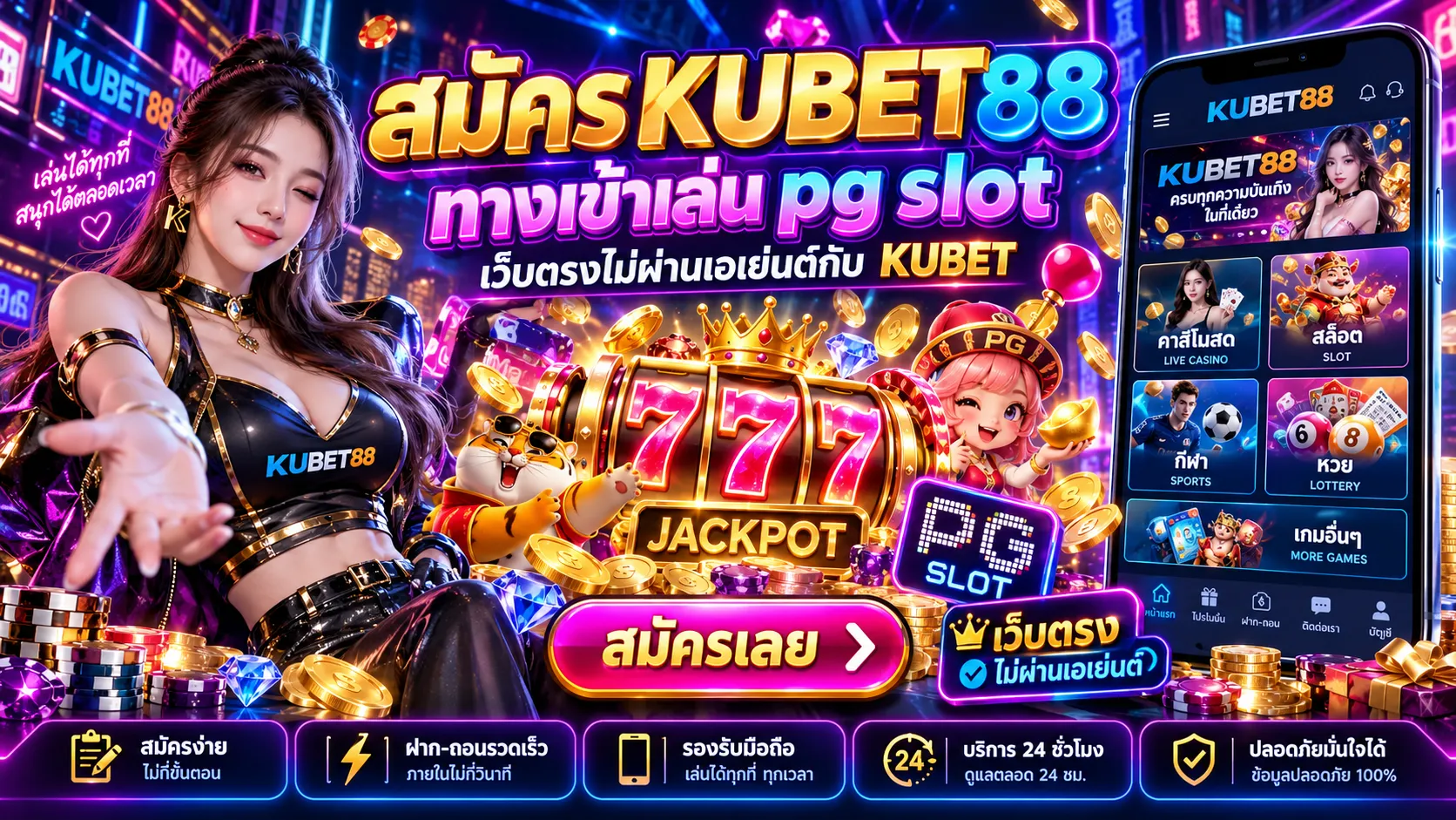 สมัคร KUBET88 ทางเข้าเล่น pg slot เว็บตรงไม่ผ่านเอเย่นต์กับ KUBET